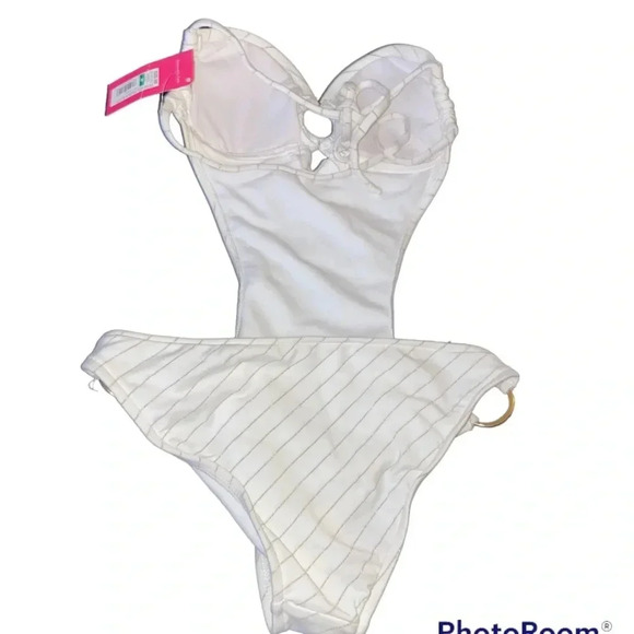 NWT Xhilaration one piece white with gold swimsuit size Medium - Picture 2 of 4